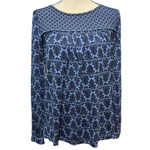 Boden Blue and Black Patterned Top